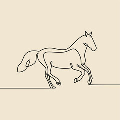 Wall Mural - horse animal oneline continuous line art vector