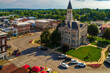 Aerial View of Courthouse and Town Square of Rural Salem Indiana. 