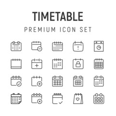 Premium pack of timetable line icons.