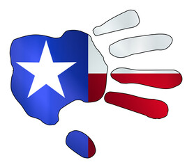 Wall Mural - Texan Flag Hand Print Silhouette