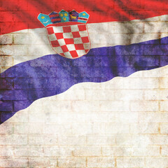 Wall Mural - Vintage Croatia national flag