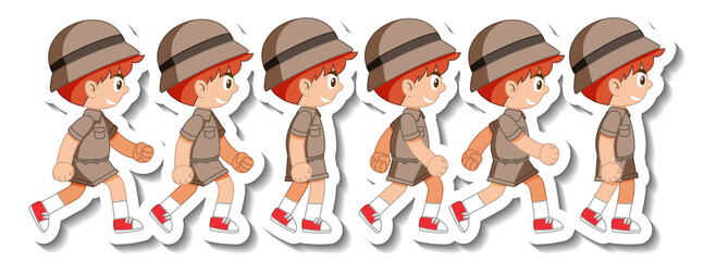 Wall Mural - Set of boy scout in different action