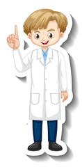 Wall Mural - Scientist boy cartoon character sticker