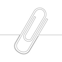 Continuous line drawing paper clip Attach concept