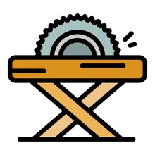Circular Saw Stand Icon. Outline Circular Saw Stand Vector Icon Color Flat Isolated