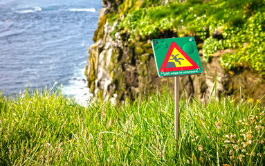 These majestic high cliffs are in Latrabjarg promontory, westernmost point in Iceland - Cordoned piece of land, danger of collapse