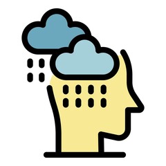 Sticker - Stress rainy icon. Outline stress rainy vector icon color flat isolated