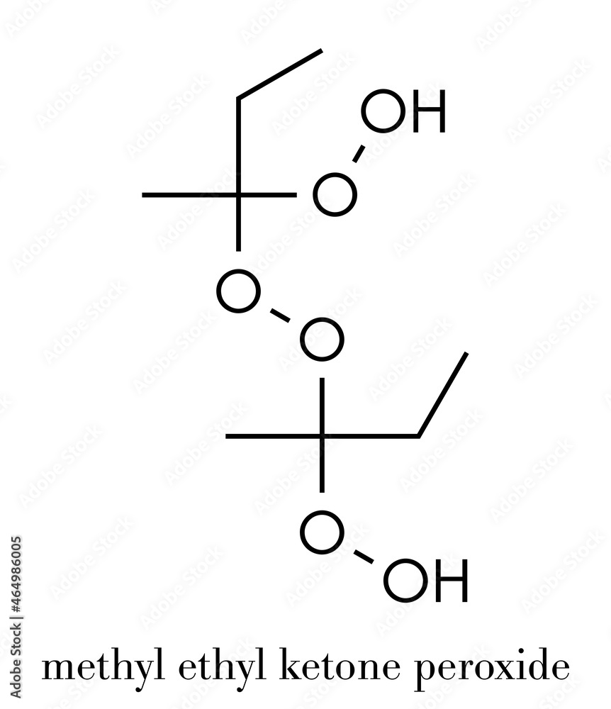 Methyl ethyl ketone peroxide (MEKP) explosive molecule. Skeletal formula.  Stock Vector | Adobe Stock, image size:862x1000