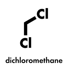 Canvas Print - Dichloromethane (DCM) solvent molecule. Skeletal formula.