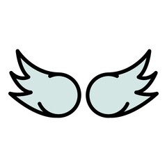 Sticker - Fly wings icon. Outline fly wings vector icon color flat isolated