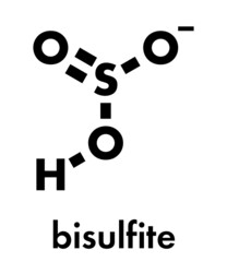 Canvas Print - Bisulfite anion, chemical structure. Common salts include sodium bisulfite (E222) and potassium bisulfite (E228), used as food preservatives. Skeletal formula.