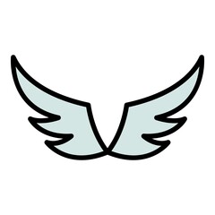 Wall Mural - Decoration wings icon. Outline decoration wings vector icon color flat isolated