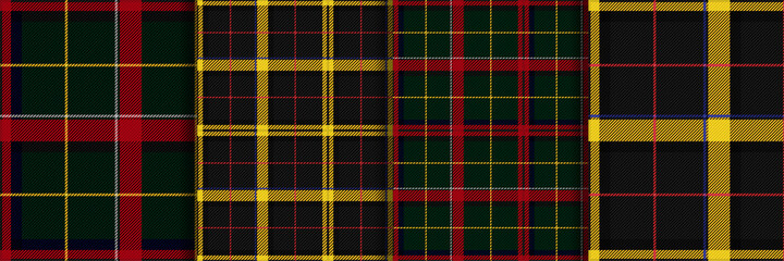 Wall Mural - Scottish Tartan Checkered Seamless Patterns set. Vector Repeat Backgrounds