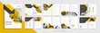 Corporate profile brochure design template, creative yellow shapes layout vector design
