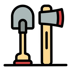 Sticker - Bath repairman tools icon. Outline bath repairman tools vector icon color flat isolated