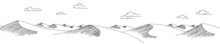 Desert Graphic Black White Long Landscape Sketch Illustration Vector 