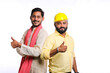 © Niks Ads - Young indian engineer with farmer on white background.
