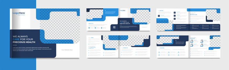 medical brochure design template with professional layout design vector