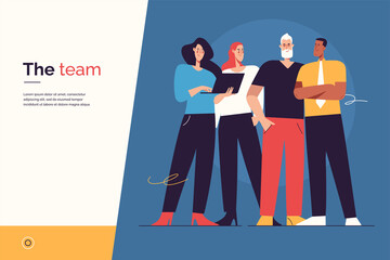 Vector illustration depicting a group of business people standing together on the subject of teamwork. Editable stroke