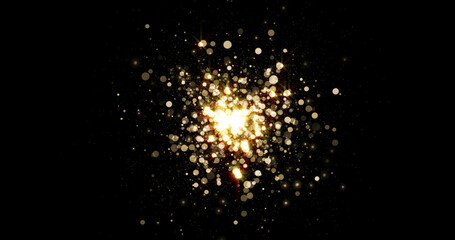 Aufkleber - Star light or glitter glow effect with sparks explosion, background. Magic shine of bright bokeh flare in beam flash, shiny glare shimmer of Christmas