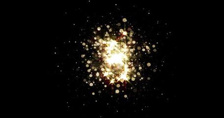Aufkleber - Gold magic particles sparkles and golden dust glowing explosion with glitter light sparks. Bright magic effect of confetti, shine for Christmas background with luxury bokeh glow and shimmer