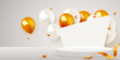 © hobbitfoot - Scene podium with golden balloons. Product presentation, mock up. Podium, winner pedestal or platform.