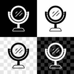 Poster - Set Hand mirror icon isolated on black and white, transparent background. Vector