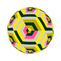 Wall Mural - hexagons and cubes decorated ball in pink yellow green