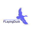 purple duck flying logo, silhouette of great flying duck vector illustrations