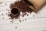 Fototapeta Tematy - coffee beans Hot drink spilled grains caffeine pattern