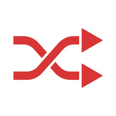 Wall Mural - Shuffle arrows vector icon. Red symbol