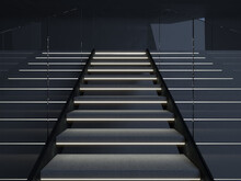 3d Rendering Of Metal And Concrete Stairs With Strip-led Lighting Embedded In Every Step