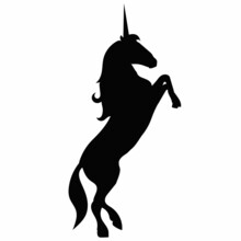 Silhouette Unicorn Vector Isolated On White Background