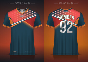 Soccer jersey design template, uniform front and back view	
