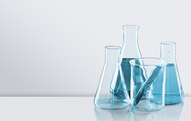 Poster - Empty science laboratory test tubes, chemical laboratory equipment. Research