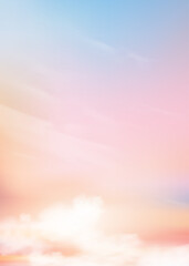 Wall Mural - colorful dust sky with clouds in pastel tone on blue,pink,purple,yellow,orange in morning background