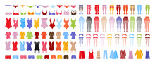 Underwear; Man; Woman; Set; Collection; Vector; Illustration; Design; Style; Art; Flat; Colorful; Object; Isolated; Element; Panties; Clothing; Lady; Slim; Bikini; Textile; Lingerie; Bra; Girl; Female