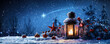 Leinwandbild Motiv Christmas Lamp and Shooting Star Background