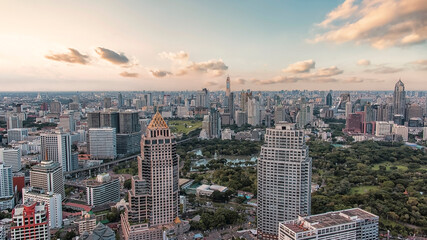 Wall Mural - Bangkok city aerial view in the evening, Thailand