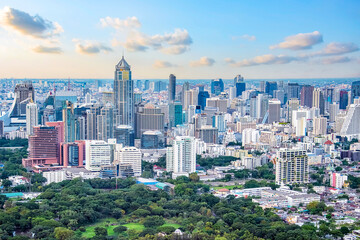 Wall Mural - Bangkok city aerial view in the evening, Thailand