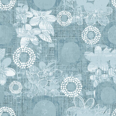 seamless pattern with flowers, leaves. abstract floral impression background. summer print. modern e