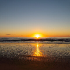 Poster - Sunrise on the Atlantic Ocean at Old Orchard Beach in Maine.