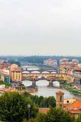 Poster - Florence, Tuscany, Italy: Detail of the old bridge on the Arno river