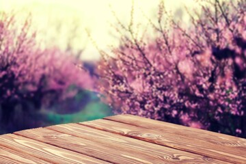 Sticker - Empty brown wooden table with free space