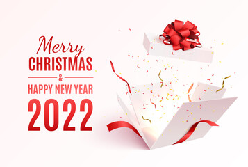 Wall Mural - Merry Christmas and Happy New Year banner. 2022 vector background. Christmas greeting card.