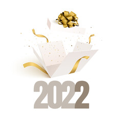 Wall Mural - Happy New Year and Merry Christmas banner. 2022 vector background. Christmas greeting card.