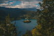 © Елизавета Сазонова - Autumn landscape in Bled, Slovenia. Picturesque snow-capped mountains against the backdrop of a medieval castle. Slovenia is open to vaccinated tourists.