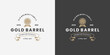 © Dendika - gold barrel, old brewery, whiskey logo design vintage