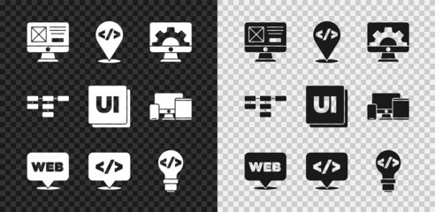 Set UI or UX design, Front end development, Web, and graphic, Site map and icon. Vector