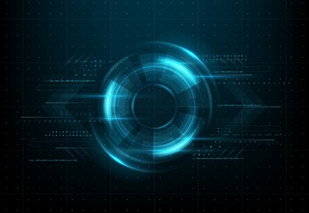 Leinwandbilder - Abstract cyber network, vision and digital communication, cloud storage and innovation technology, vector. Digital eye for data network and cyber security, futuristic virtual cyberspace and internet